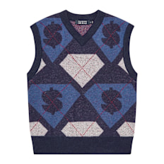 Billionaire Boys Club Diamonds & Dollars Argyle Knitted Vest blau