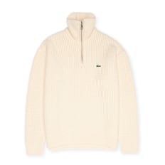 Lacoste Relaxed Fit Patchwork Effect Wool Sweater beige