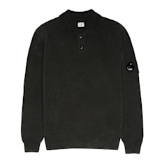 C. P. Company Knitwear Polo Collar In Chenille Cotton schwarz