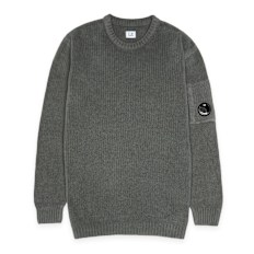 C. P. Company Knitwear Crew Neck In Chenille Cotton grijs