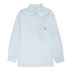 Carhartt WIP Grimsby Shirt Jac grimsby stripe, saguaro blauw