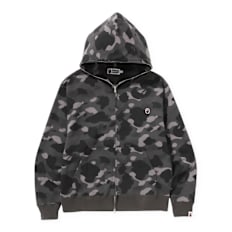A Bathing Ape One Point Color Camo Cropped Full Zip Hoodie black