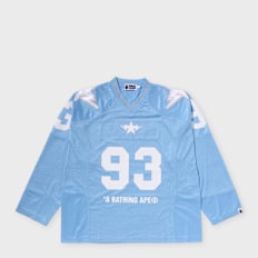A Bathing Ape&nbsp; Line Camo Multi Logo Cropped Fit Football Jersey bleu
