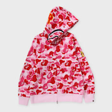 A Bathing Ape ABC Camo 2nd Shark Full Zip Hoodie rosa