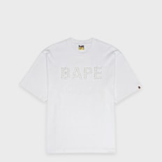 A Bathing Ape Bape Rhinestone Logo Relaxed Fit Tee white
