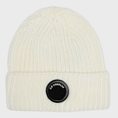 C. P. Company Extrafine Merino Wool Lens Beanie white