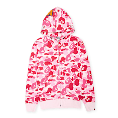 A Bathing Ape ABC Camo Crystal Stone Shark Full Zip Hoodie rose
