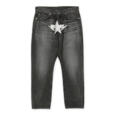 A Bathing Ape Fake Print Sta Loose Fit Denim Pants gris