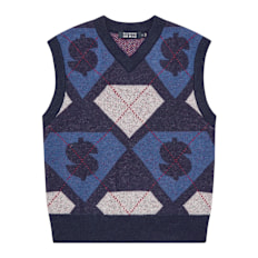 Billionaire Boys Club Diamonds & Dollars Argyle Knitted Vest bleu