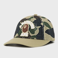 A Bathing Ape 1st Camo College Embrodery Patched Mesh Cap Beige