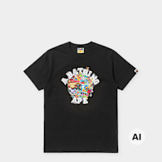 A Bathing Ape Colorful 3D Graphic College Tee zwart