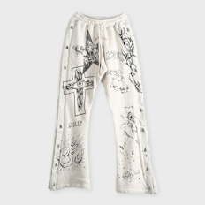 Hellstar Grafitti Mirror Face Sweatpants Beige