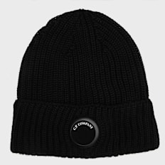 C. P. Company Extrafine Merino Wool Lens Beanie zwart